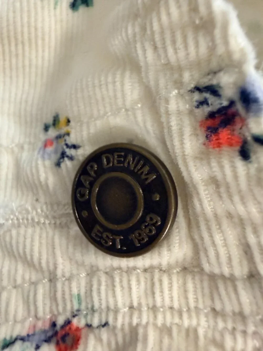 Gap Toddler Girls Approx 4 White Blue Pink Floral Corduroy Overall Jumper Dress